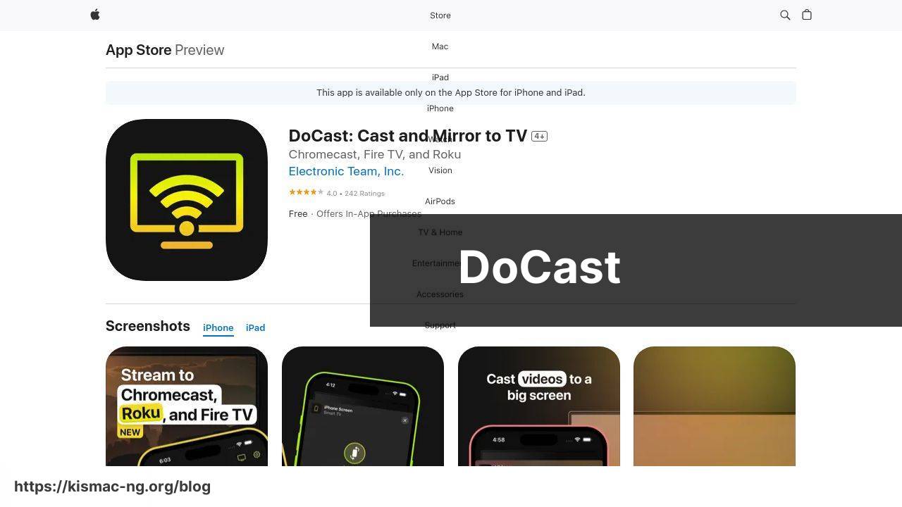 https://apps.apple.com/us/app/docast-cast-and-mirror-to-tv/id6446948344 screenshot