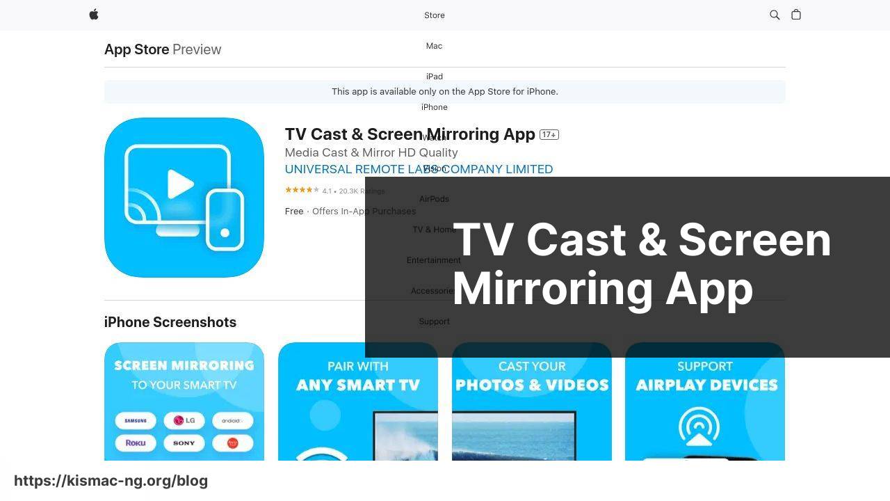 https://apps.apple.com/us/app/tv-cast-screen-mirroring-app/id1470813786 screenshot