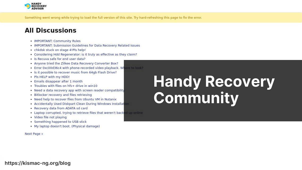 https://community.handyrecovery.com screenshot