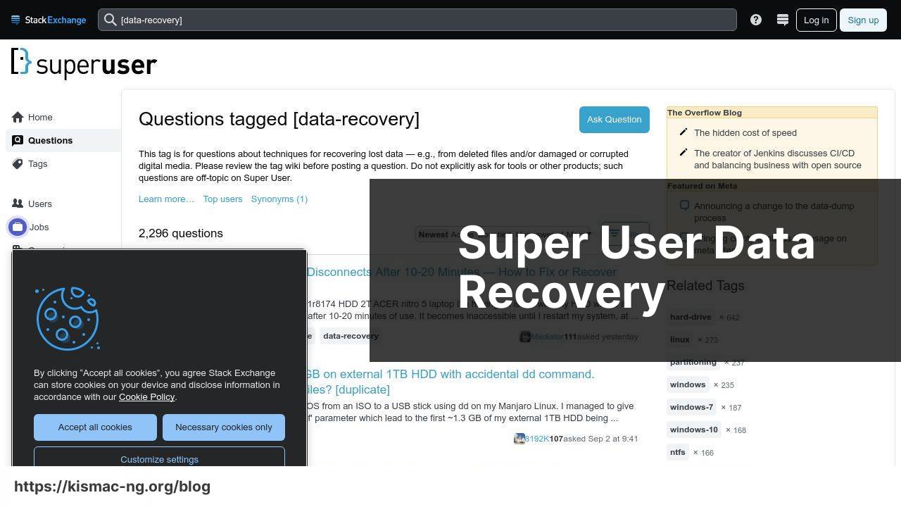 https://superuser.com/questions/tagged/data-recovery screenshot