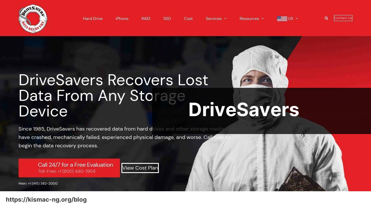 https://www.drivesaversdatarecovery.com/ screenshot