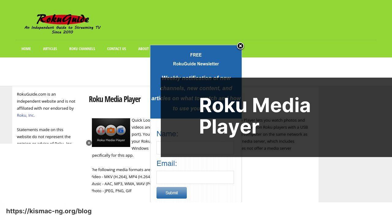 https://www.rokuguide.com/channels/roku-media-player screenshot